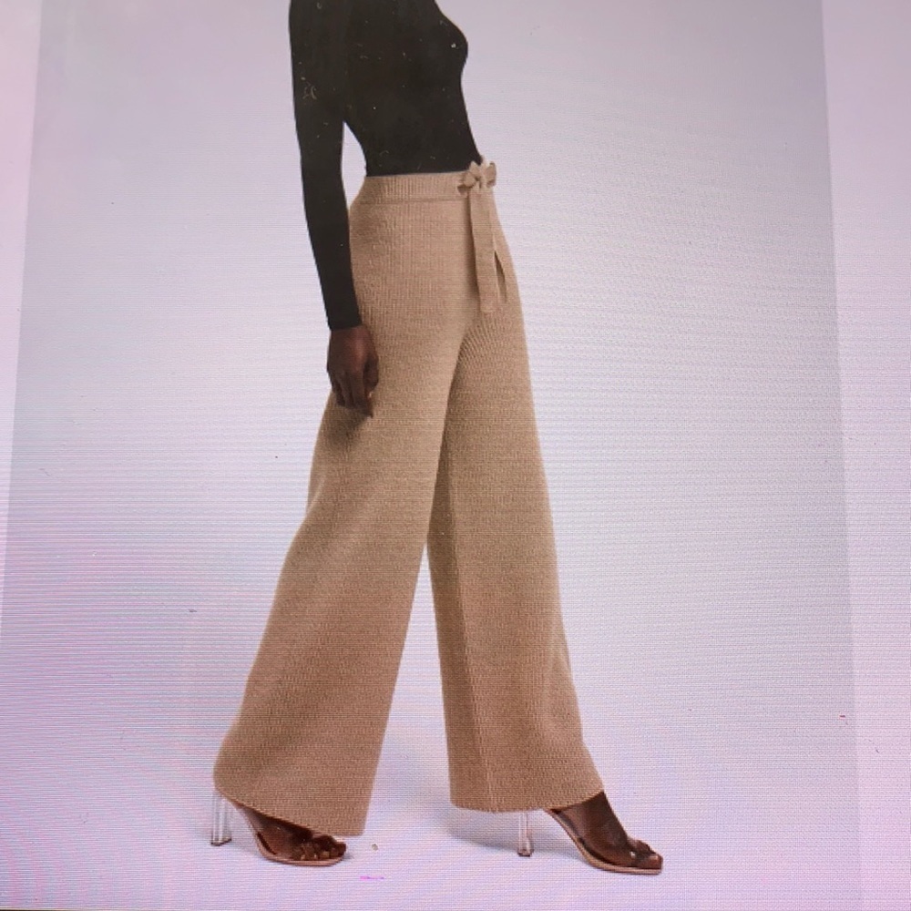 Wolford Aurora Wool Wide Leg Rib Knit Trousers M